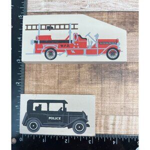 Cat's Meow Vintage Wooden Fire Truck & Police Car Blocks